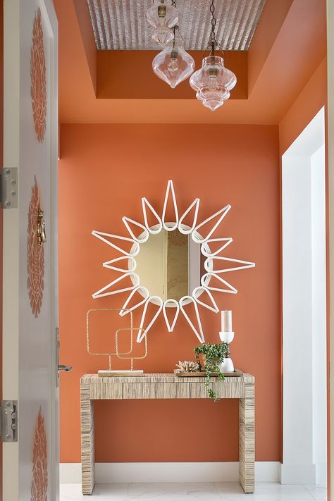 Sherwin Williams SW 6628 Robust Orange Sherwin Williams SW 6628 Robust Orange Sherwin Williams SW 6628 Robust Orange #SherwinWilliamsSW6628RobustOrange #SherwinWilliamsRobustOrange #SherwinWilliamsSW6628 Orange Bookshelves, Accent Walls Ideas, Orange Accent Walls, Orange Artwork, Walls Ideas, Orange Bathrooms, Florida Condos, Contemporary Seating, Orange Home Decor