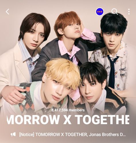 [230706] La foto grupal de TXT para Weverse cambió Tomorrow X Together, Jonas Brothers