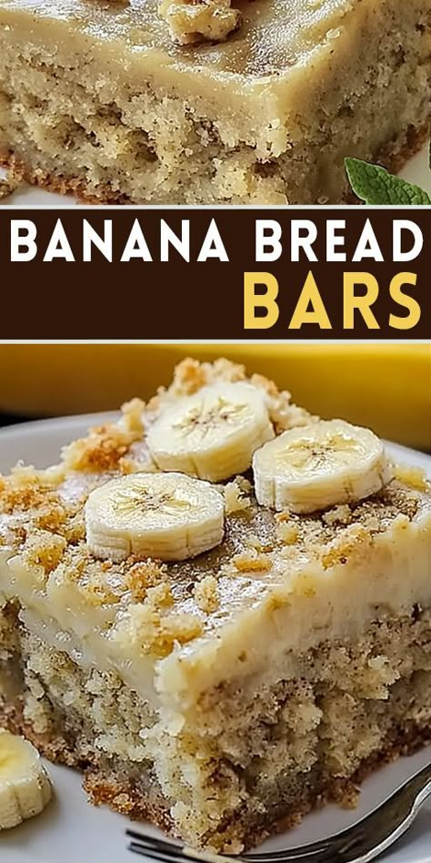 🍌 Banana Bread Bars are the perfect sweet treat! These moist bars are loaded with ripe bananas and topped with a creamy frosting. Great for snacks, breakfast, or dessert, they’re quick to make and absolutely delicious. 💡 Save this pin and enjoy a bite of banana goodness! #BananaBreadBars #DessertRecipes #BakingJoy #EasySnacks #SweetTreats 🍫🍌 Recipes That Use Ripe Bananas, Baked Banana Dessert, Things To Make With Frozen Bananas, Banana Bread Bars Recipe, Dessert Recipes Using Ripe Bananas, Black Bottom Banana Bars, Banana Bars With Sour Cream, Banana Christmas Treats, Over Ripe Bananas What To Do With