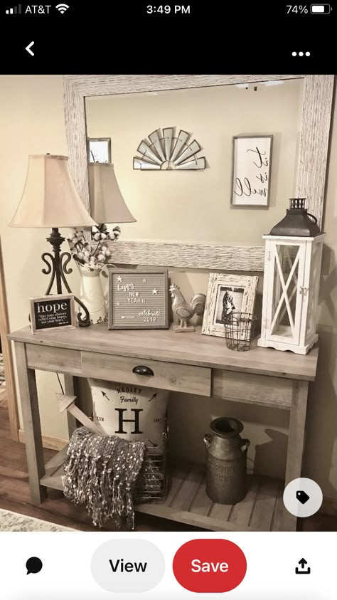 Sofa Table Decor, Entry Table Decor, Entryway Table Decor, Farmhouse Living Room, Hall Decor, Home Entrance Decor, Ideas Living Room, Farmhouse Decor Living Room, Diy Farmhouse Decor