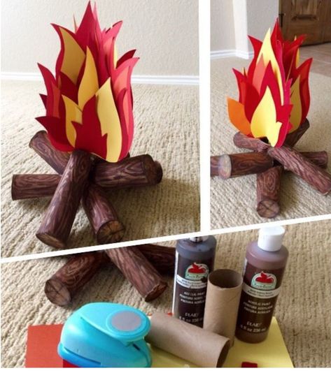 Cardboard Campfire, Tissue Paper Fire, Diy Christmas Videos, Crafts For Teens To Make, Burning Fire, Candy Land Christmas Decorations Diy, Candy Land Christmas Decorations Outdoor, Diy Envelope, Toilet Paper Roll Crafts