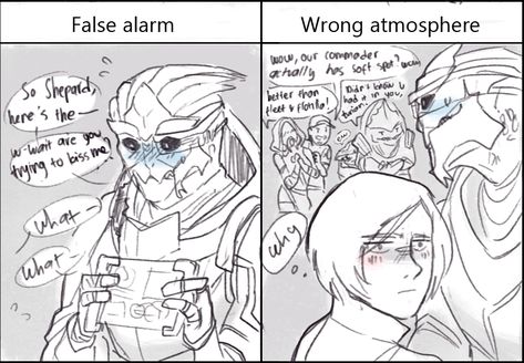 There's No Shepard Without Vakarian — mossygator: “Almost Kissing” mem ft. Space husband Garrus X Shepard, Mass Effect Quotes, Mass Effect Comic, Mass Effect Ships, Mass Effect Garrus, Mass Effect Funny, Star Wars Fanfiction, Mass Effect 1, Sims Baby