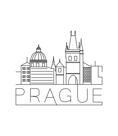 Vector illustration of Prague Prague Illustration, Prague Clock, Scenery Illustration, Ad Illustration, Prague Castle, Prague Czech Republic, Cityscape Photos, Logo Banners, Map Vector