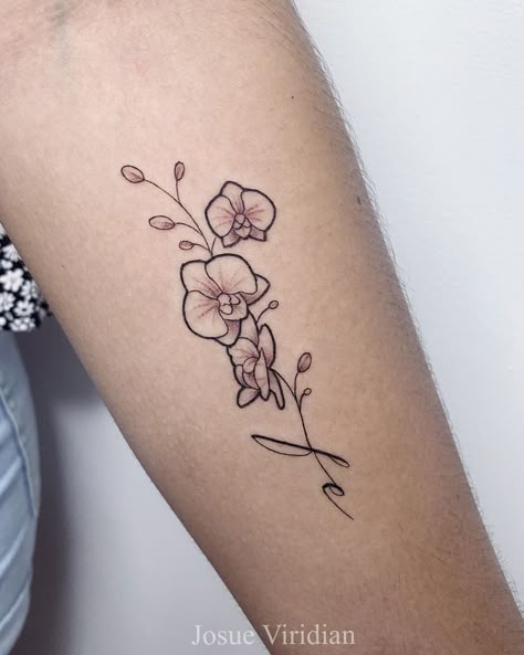 Orchids Tattoo Design, Orchid Tattoo Minimalist, Tattoos Mom, Orchid Flower Tattoos, Pisces Tattoo Designs, Tiny Flower Tattoos, Lillies Tattoo, Orchid Tattoo, Tattoos For Women Half Sleeve