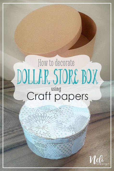 Decorate a Dollar Store Box with Craft Papers | Easy DIY | Stencils and Paint | décorez une boîte du magasin à un dollar avec des papiers de scrapbooking et des pochoirs #stencil #dollarstore #diybox #craftpapers #easydiy Cricut Products, Boxes Decoration, Home Decor And Organization, Diy Stencils, Craft Papers, Paper Mache Boxes, Box Crafts, Crafts For Teens To Make, Decoupage Ideas