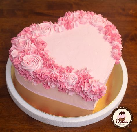 Romantic Heart Cake Heart Shaped Sprinkle Cake, Decorated Heart Cakes, Simple Heart Shaped Cake, Simple Heart Shape Cake, 2 Tier Heart Cake, Heart Shape Cake Designs For Birthday, Heart Shaped Cake Ideas, Heart Shape Cake Designs, Simple Heart Cake