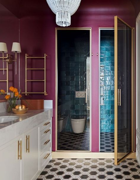 Shiplap Bathrooms, Bathroom Shelves Ideas, Bathrooms Makeover, Modern Bathroom Colours, Bathroom Shiplap, Patterned Bathroom Tiles, Makeover Bathroom, Warm Bathroom, Shiplap Bathroom