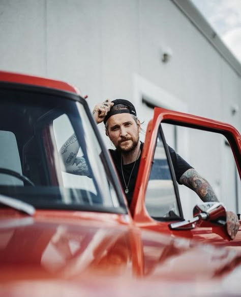 Truck Portrait Photography, Automotive Lifestyle Photography, Man And Truck Photoshoot, Car Portrait Photography Men, Men With Cars Photography, Model Car Photography, Truck Poses Men, People With Cars Photography, Posing With Cars Photography