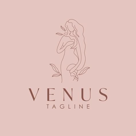 Venus Symbolism, Venus Logo Design, Goddess Logo, Logo Moodboard, Logo Design Beauty, Venus Goddess, Body Silhouette, Silhouette Logo, Handmade Logo