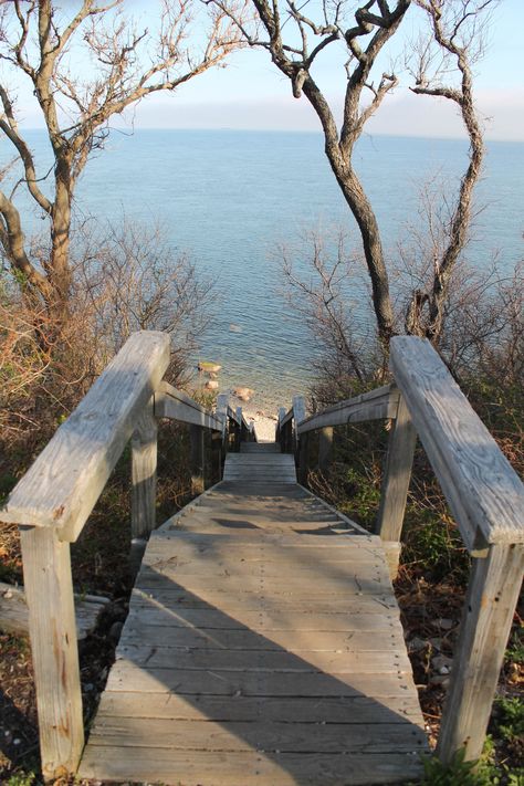 Steps down to the Horton Lane Beach, overlooking Long Island Sound, Southold, NY (05/02/2015) Southold Long Island, Long Island Aesthetic, Southold Ny, Lightning Thief, The Lightning Thief, Long Island Sound, Spring Photos, Long Island Ny, Ideas Casa