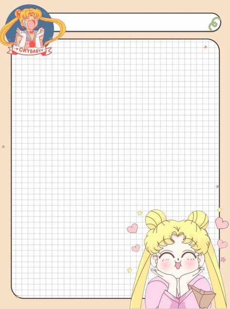 Notebook Paper Template, Memo Pad Design, Writing Paper Printable Stationery, Note Writing Paper, Writing Paper Printable, Notebook Cover Design, Sailor Moon Wallpaper, Anime Crafts, Printable Stationery