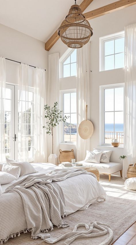 Coastal Boho Bedroom Boho Home Ideas, Beach Boho Bedroom, Coastal Boho Home, Light Wood Accents, Coastal Boho Bedroom, Bedroom Accents, Boho Beach House, Boho Bedroom Ideas, Coastal Boho