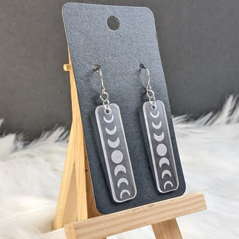 Moon Phase Earrings, Moon Phases Jewelry, Mystical Gifts, Full Moon Jewelry, Moon Vibes, Moon Phase Jewelry, Shrink Plastic Jewelry, Crescent Moon Jewelry, Novelty Earrings