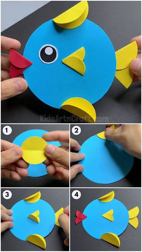 Fish Art And Craft, Paper Fish Craft For Kids, Fish Art For Kids, Fish Activities For Preschool, Fish Crafts Kids, Fish Crafts For Kids, Paper Fish Craft, Fish Crafts Preschool, Fish Paper Craft