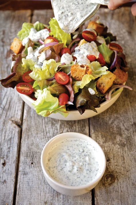 Red Leaf Salad with Ranch Dressing Red Leaf Lettuce Salad, Salad With Ranch Dressing, Salad With Ranch, American Barbecue, Yogurt Ranch, Yogurt Ranch Dressing, Spring Salads, Leaf Salad, Barbecue Sides