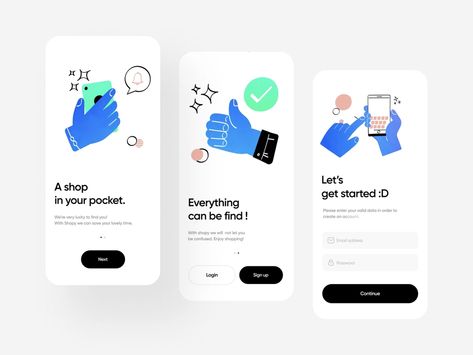 Shopy :: Onboarding Interaction Concept by UnArshia for Piqo Design on Dribbble Ui Illustration, Plant App, Welcome Design, Mobile App Design Inspiration, App Landing Page, Wine Poster, Splash Screen, Website Design Layout, App Design Inspiration