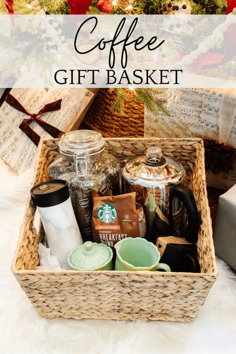 8 Creative Gift Basket Ideas - Bless'er House Unique Christmas Gift Baskets, Diy Coffee Sleeve, Baking Kit Gift, Coffee Lover Gifts Basket, Nestle Coffee, Movie Night Gift Basket, Coffee Basket, Creative Gift Baskets, Coffee Creamers