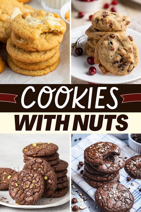 If you have a nut allergy, keep scrolling because these scrumptious cookies with nuts are chock-full of peanuts, walnuts, macadamias, and more! Cookies With Walnuts In Them, Walnut Cookies Recipes Easy, Cookies With Nuts Recipes, Cookies With Walnuts Recipes, Chocolate Hazelnut Cookies, Nut Allergy, Vegetarian Cookies, Nut Cookies, Hazelnut Cookies