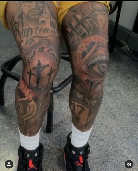 Leg Sleeve Pieces, Black Excellence Tattoo, Male Leg Tattoos, Thigh Tattoos Men, Rare Tattoos Men, Black Culture Tattoos, Leg Sleeve Tattoo Male, Calf Sleeve Tattoo, Simple Leg Tattoos