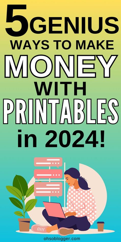 Text reads 5 genius ways to make money with printables in 2024 Selling Printables On Etsy, Easy Side Hustles, Monthly Workout Plan, Selling Printables, Printables On Etsy, Farming Technology, Making Money Teens, Easy Ways To Make Money, Daily Workout Plan