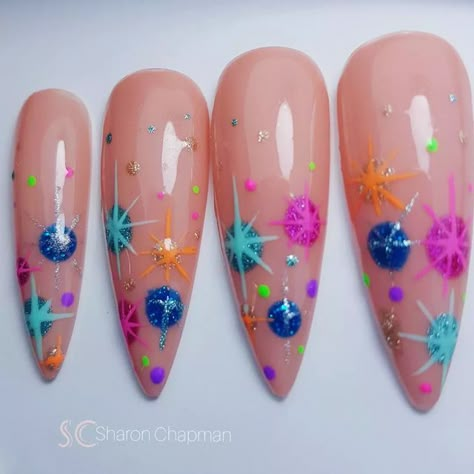 Science Nails, Fancy Nail Designs, Funky Christmas Nails, Fancy Nail Art, Bright Nails, Nail Candy, Fabulous Nails, Nail Art Inspiration, Funky Nails