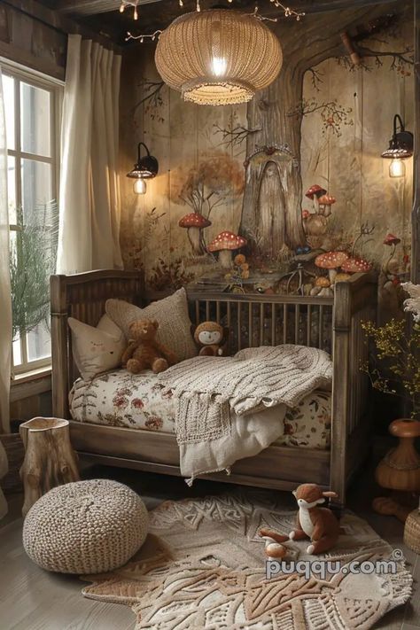 Woodland Nursery Ideas: Creating a Cozy Haven for Your Little One - Puqqu Earthy Toddler Room, Enid Bedroom, Hipstoric Home, Antique Room Aesthetic, Toddler Room Ideas Girl, Front Door Portico, Door Portico, Kids Room Chair, Woodland Nursery Ideas