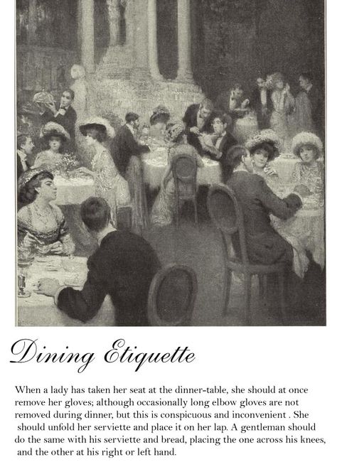 Victorian Era Etiquette, Regency Etiquette, Victorian Courtship, Victorian Etiquette, Vintage Etiquette, Table Setting Etiquette, Proper Etiquette, Business Etiquette, Dining Etiquette