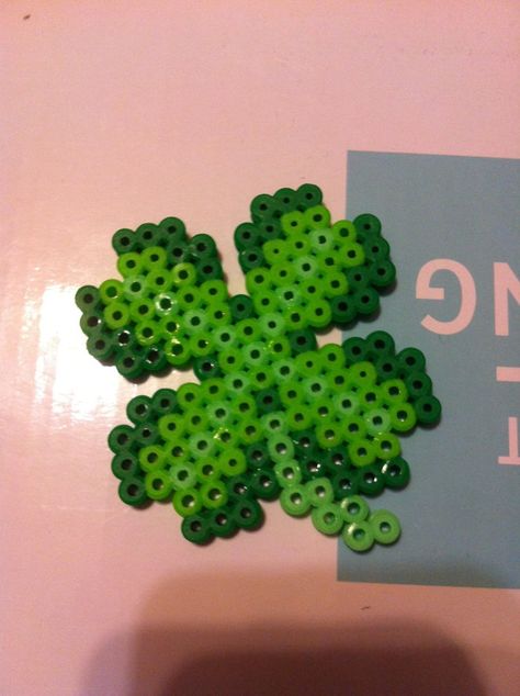 Four leaf clover Leaf Perler Bead Patterns, Perler Bead Shamrock, Shamrock Perler Bead Pattern, Clover Perler Beads, Beaded Clover, St Patrick’s Day Perler Beads, Four Leaf Clover Cross Stitch Pattern, Hama Mini, Melty Bead Patterns