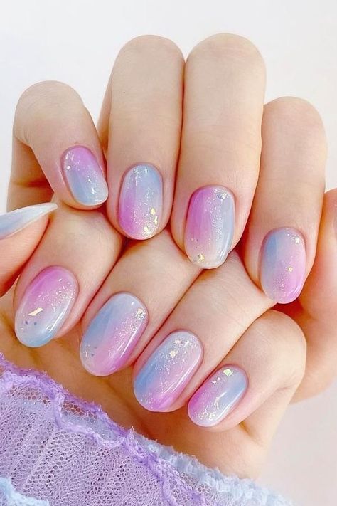 60+ Beautiful Ombre Nail Designs to Try for Your Next Manicure Pink Blue Ombré Nails, Lavender Ombre Nails Short, Speak Now Era Nails, Purple Blue Ombre Nails, Purple Pink Ombre Nails, Pink Purple Nail Designs, Blue And Pink Ombre Nails, Nail Ombre Designs, Pink Purple Ombre Nails