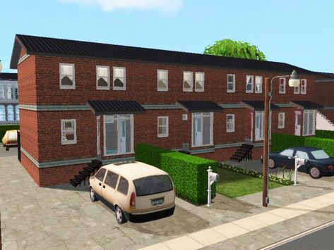 Sims 2 Community Lot, Sims 2 House, English Town, 2 Aesthetic, Sims 2 Hair, Building Inspiration, Row Houses, Sims Building, Los Sims