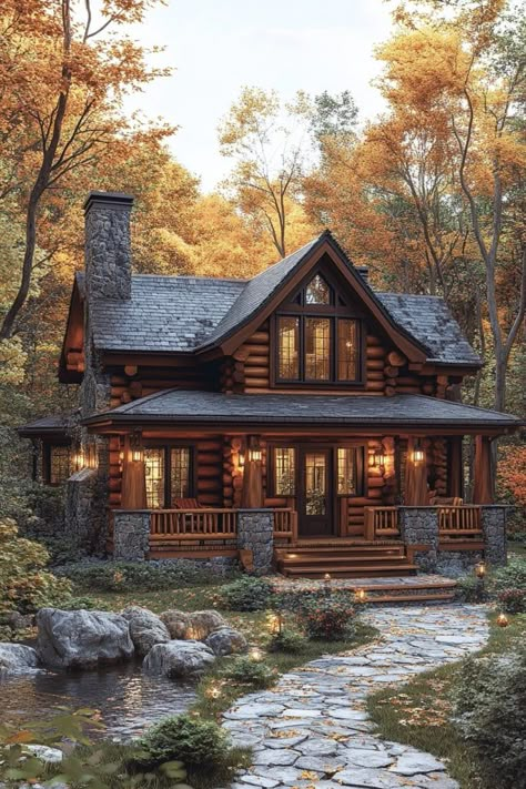 29 Small Cabin Exterior Ideas to Create a Picture-Perfect Getaway 3 Modern Log Cabins Exterior, Small Cabin Exterior Ideas, Modern Small Cabin, Small Cabin Exterior, Log Cabins Exterior, Cozy Cottage Exterior, Log Cabin Homes Exterior, Rustic Cabin Plans, Cabin Exterior Ideas