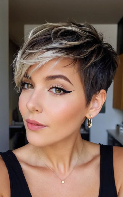 24 Chic Layered Pixie Cut Ideas For Short Hair - Best Review Pixie Hair Color, Short Haircuts Ideas, Layered Pixie Cut, Layered Pixie, Haircuts Ideas, Short Dark Hair, Short Hair Images, Ideas For Short Hair, Spa Night