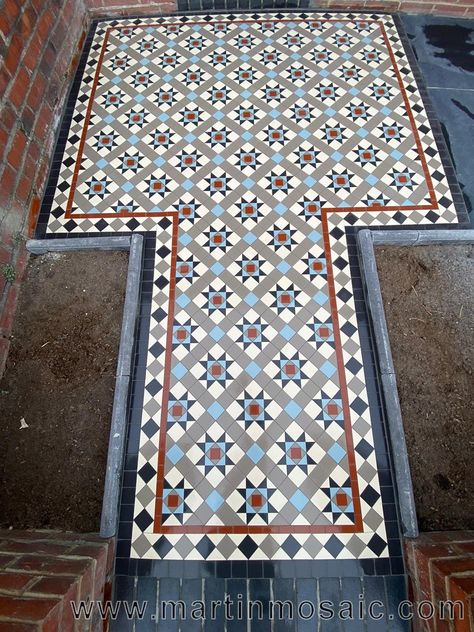 Black & White Victorian floor tiles 9mm thickness | Mosaic Floor Tiles | Martin Mosaic Ltd London — Martin Mosaic Victorian Tiles London Hallway Tiles Floor, Mosaic Floor Tiles, Victorian Floor Tiles, Step Treads, Victorian Floor, Tiled Hallway, White Victorian, Victorian Tiles, Mosaic Floor