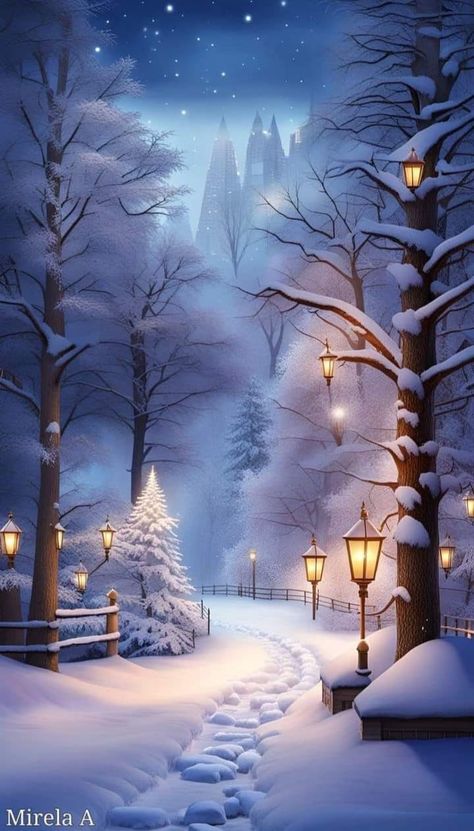 Beautiful Christmas Winters Tafereel, Winter Christmas Scenes, Wallpaper Natal, Beautiful Winter Scenes, Christmas Wallpaper Backgrounds, Christmas Scenery, Winter Szenen, Christmas Phone Wallpaper, Cute Christmas Wallpaper