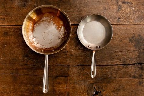 How to Clean Stainless Steel Pans | Wirecutter Cleaning Burnt Pans Stainless Steel, How To Clean Stainless Steel Pans, Clean Stainless Steel Pans, Metal Cooking Utensils, Homemade Yogurt Recipes, Clean Rust, Fancy Kitchen, Stainless Steel Pan, Clean Stainless Steel