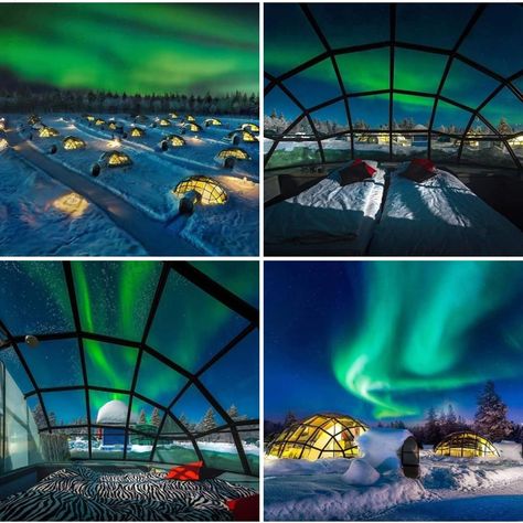 Kakslauttanen Arctic Resort, Sodankylä, Finland 🇫🇮 Kakslauttanen Arctic Resort, Iceland Resorts, Unique Vacation Rentals, Aurora Lights, Northern Lights Norway, Vacation Villa, Finland Travel, Vacation Villas, Dream Travel Destinations