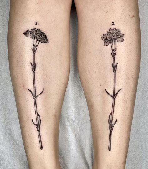 Delight Tattoo, Carnation Tattoo, Garden Tattoos, Floral Tattoos, Tattoo Needles, Matching Tattoos, Piercing Jewelry, Secret Garden, Timeless Beauty