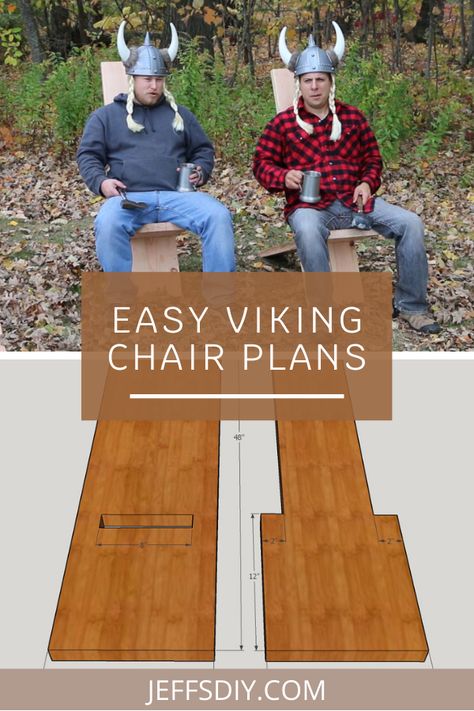 Diy Viking Chair Plans, Viking Chair Design, Viking Chairs Diy, Viking Chair Diy, Viking Furniture Diy, Viking Chair Plans, Viking Woodworking, Diy Camping Chair, Viking Chairs