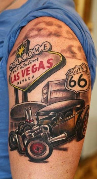 Mustang Tattoo, Auto Tattoo, Rockabilly Tattoos, Hot Rod Tattoo, Harley Tattoos, Truck Tattoo, Vegas Tattoo, Mechanic Tattoo, Hot Rod Pickup