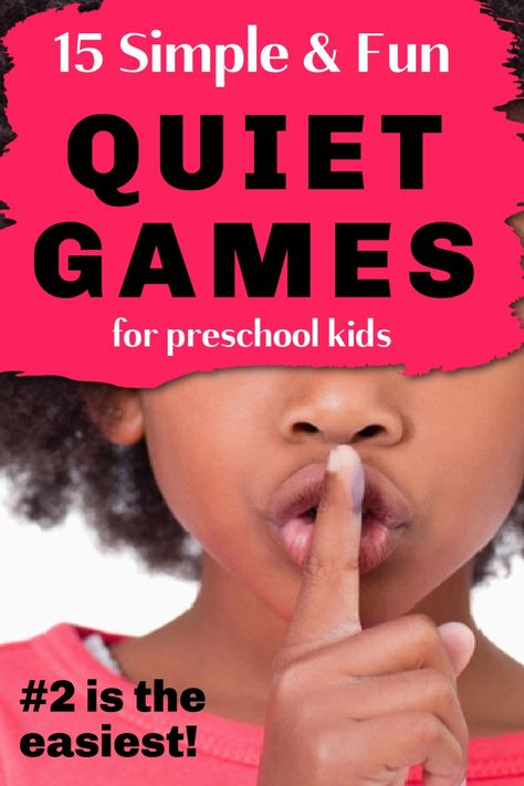 These 15 quiet games for preschoolers are fun to play in the classroom or at home. They also make great group games for kids. These quiet games for kids indoor play are also great to play at a sleepover. Play silent games like the Telephone Game or Silent Simon Says. Quiet Games For Preschoolers, Quick Games For Kids Classroom, Quiet Classroom Games, Quiet Games To Play In The Classroom, Quiet Games For Kids Indoor, Fun Kids Games Indoors, Simple Games For Kids Indoor, Sunday School Games For Kids Indoor, Preschool Games Indoor Group