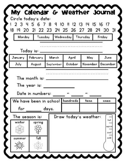 Daily Calendar and Weather Journal Morning Meeting by Dana Cornwell Morning Worksheets, Aba Materials, Weather Journal, Morning Bins, Calendar Math, Morning Journal, Life Skills Classroom, Decoding Words, Toddler Homeschool