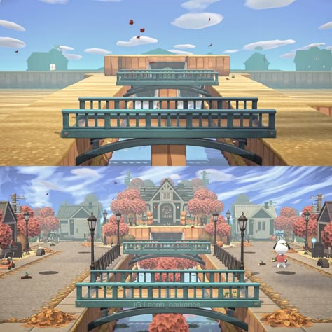 Mel 💜 on Twitter: "Autumn neighborhood before and after 🍁 My first ever modded build! 😍 Road code by @/colin.crossing on IG! Cliff bridge inspo from @iggydeleon ✨ #acnh #animalcrossing #AnimalCrossingNewHorizons #acnhinspo… https://t.co/bh6EAZPZfY" Animal Crossing Island City, Acnh Beach Ideas Citycore, Acnh Long Bridge, Animal Crossing Island City Theme, City Core Animal Crossing, City Island, Animal Crossing 3ds, Animal Crossing Funny, Animal Crossing Guide