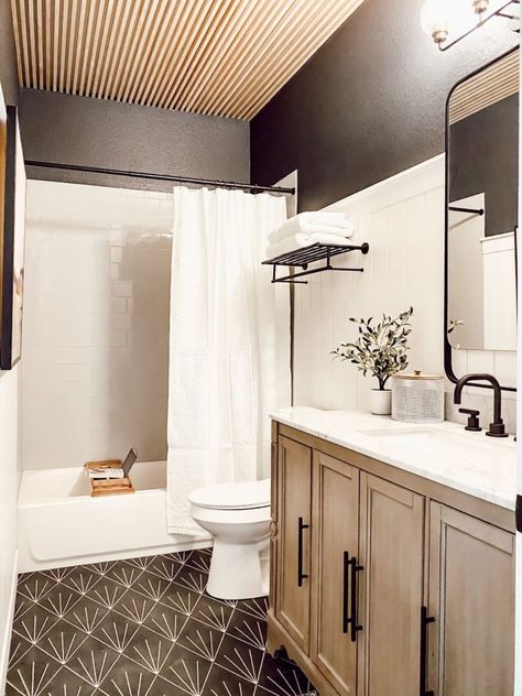 Luxurious Tiny Bathrooms, Home Depot Bathroom, Guest Bathroom Remodel, Small Bathroom Renovation, Bathroom Ceiling, Upstairs Bathrooms, Boys Bathroom, Bathroom Update, Downstairs Bathroom