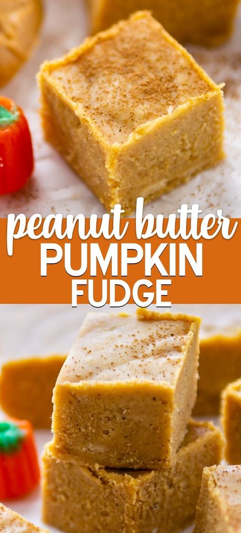 Peanut Butter Pumpkin Fudge is a must for fall! This foolproof pumpkin fudge has peanut butter in it - the combo sounds weird but it works. It's an easy fudge recipe everyone loves! Fall Fudge, Easy Fudge Recipe, Pumpkin Peanut Butter, Pumpkin Fudge, Easy Fudge, Peanut Butter Fudge Recipe, Peanut Butter Fudge Easy, Peanut Butter Pumpkin, Fudge Recipes Easy