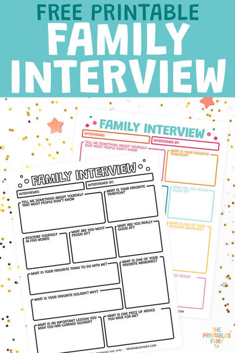 Family Interview Worksheet. Use this free printable family interview to learn about your family's past, stories, and lessons. Cc Family Presentation Ideas, Multicultural Fair, All About My Family, Family Questions, International Family Day, Free Family Activities, Building Connections, Trail Life, Family Printables