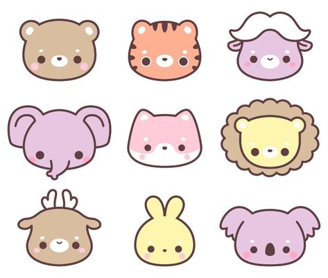 Cute Critters Galore: Illustrated Kawaii Clip Art Animals Collection Cute Tiger Drawing Easy, Tiger Cute Drawing, Kawaii Animal Drawings, Kawaii Stickers Png, Cute Diy Stickers, Cute Forest Creatures, Sticker Cute Aesthetic, Kawaii Animal Stickers, Clip Art Animals