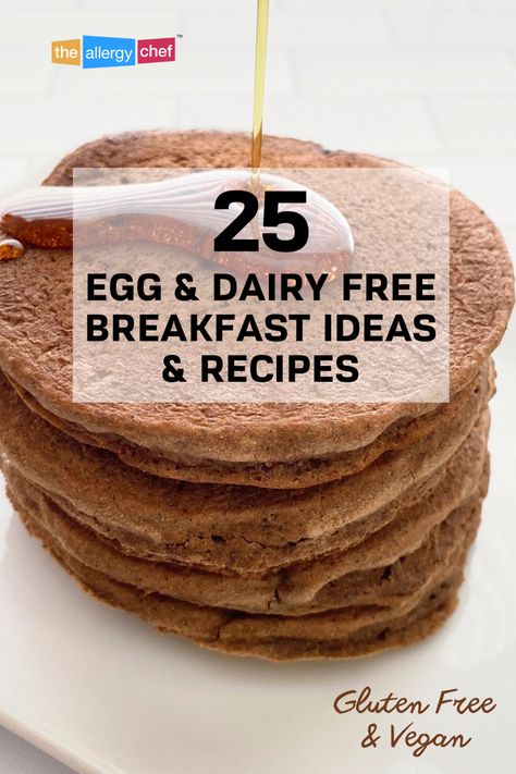 Dairy free, egg free pancakes. Dairy Free Egg Free Breakfast Ideas, Egg Free Gluten Free Breakfast, No Egg No Dairy Breakfast, Egg And Dairy Free Breakfast, Dairy Free Breakfast Ideas, Breakfast Ideas Vegan, Breakfast Ideas Recipes, Baby Food Breakfast, Dairy Free Breakfast