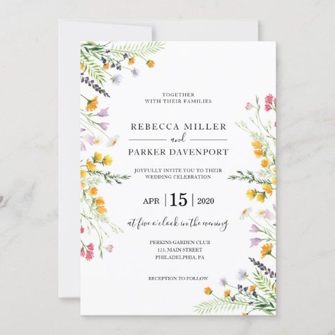 Qr Code Invitation, Wedding Qr Code, Wildflower Invitation, Wildflower Wedding Invitations, Deco Champetre, Spring Wedding Invitations, Modern Wedding Invitation, Wedding Anniversary Invitations, Flower Wedding Invitation