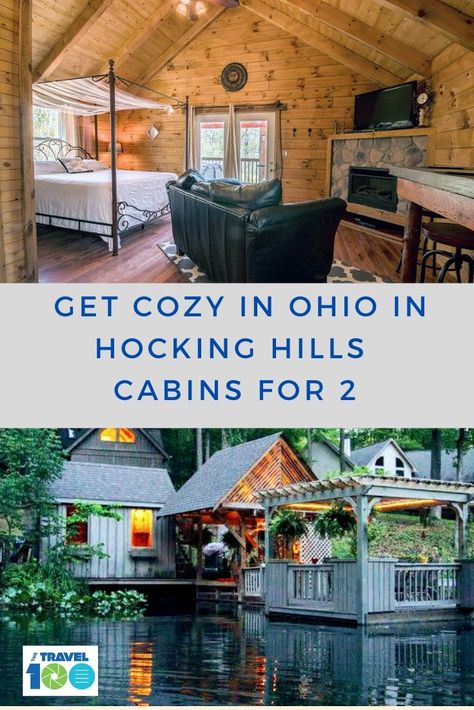 Here's how to find the perfect Hocking Hills cabins for 2. Hocking Hills in Ohio is filled with hiking trails, gorgeous waterfalls and a variety of accommodations, perfect for a getaway.  #hockinghillscabins #hockinghillscabinsromantic #hockinghillscabinspetfriendly #wheretostayinhockinghills Ohio Getaways, Travelling Usa, Hocking Hills Cabins, Trip List, Ohio Vacations, Hocking Hills Ohio, Adventure Trips, Private Lake, Hocking Hills State Park