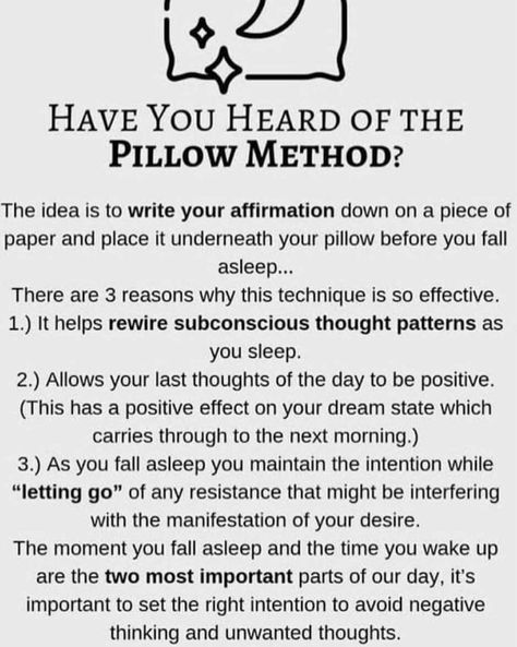 The Pillow Method, Pillow Method, Spiritual Awakening Signs, Manifestation Techniques, Energy Healing Spirituality, Spiritual Manifestation, The Pillow, Manifestation Journal, Positive Self Affirmations